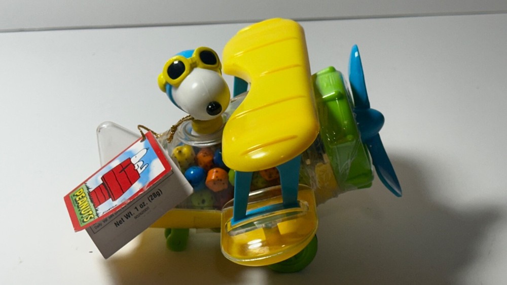 Snoopy Bi-Plane Candy Dispenser Full & Mint - 2009