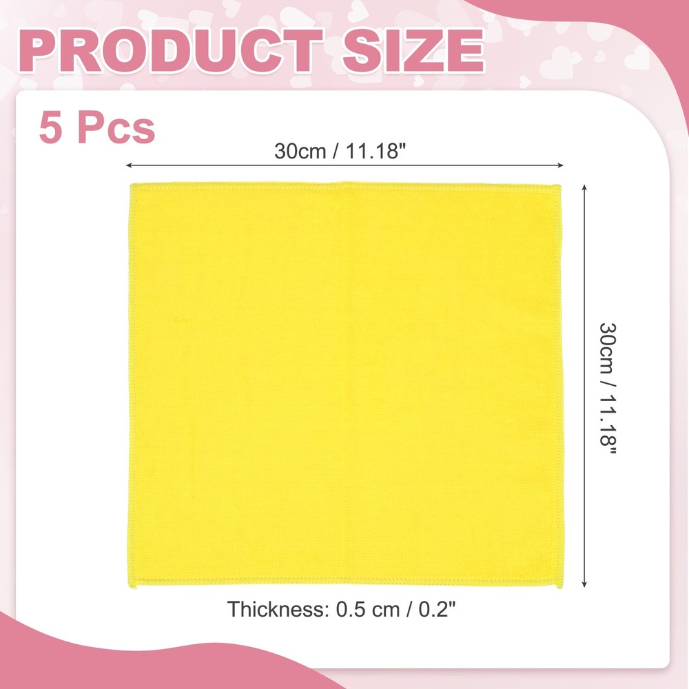 5 Microfiber Cleaning Pieces, Yellow (Square), 30x30 cm