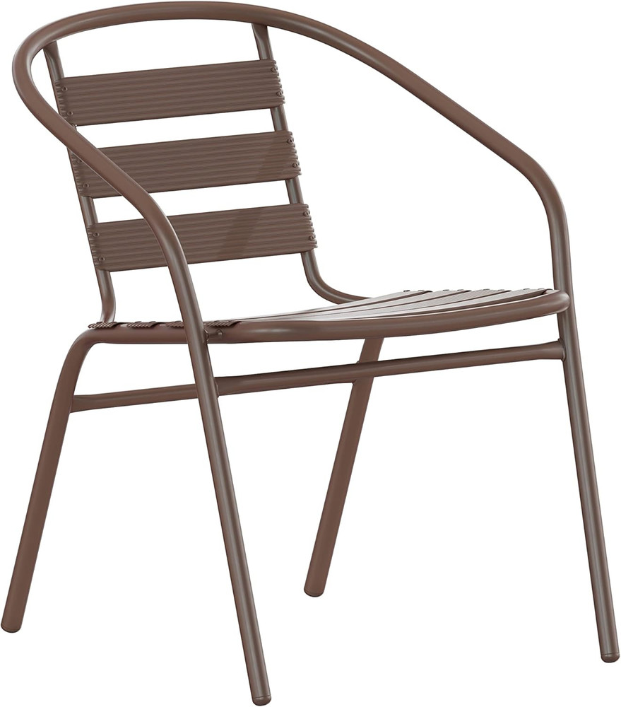 Lila 23.5'' Square Glass Table with 2 Bronze Slat Stack Chairs Set