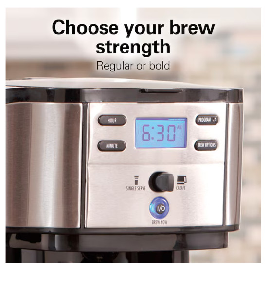 Hamilton Beach 2-Way Coffee Maker 12 Cup Single Serve Programmable Black