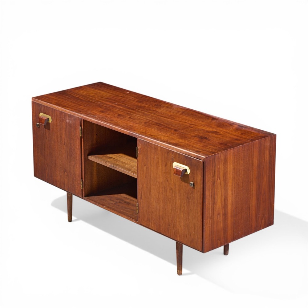 Jens Risom Mid Century Walnut and Brass Credenza