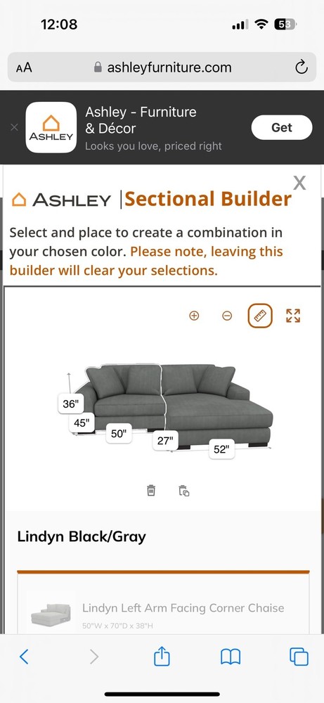 Grey Couch- Ashley Furniture
