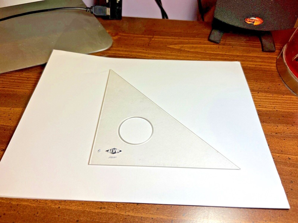 Alvin 6" Triangle Ruler Template 45° / 90° Degrees + 1 1/2" Diameter Circle
