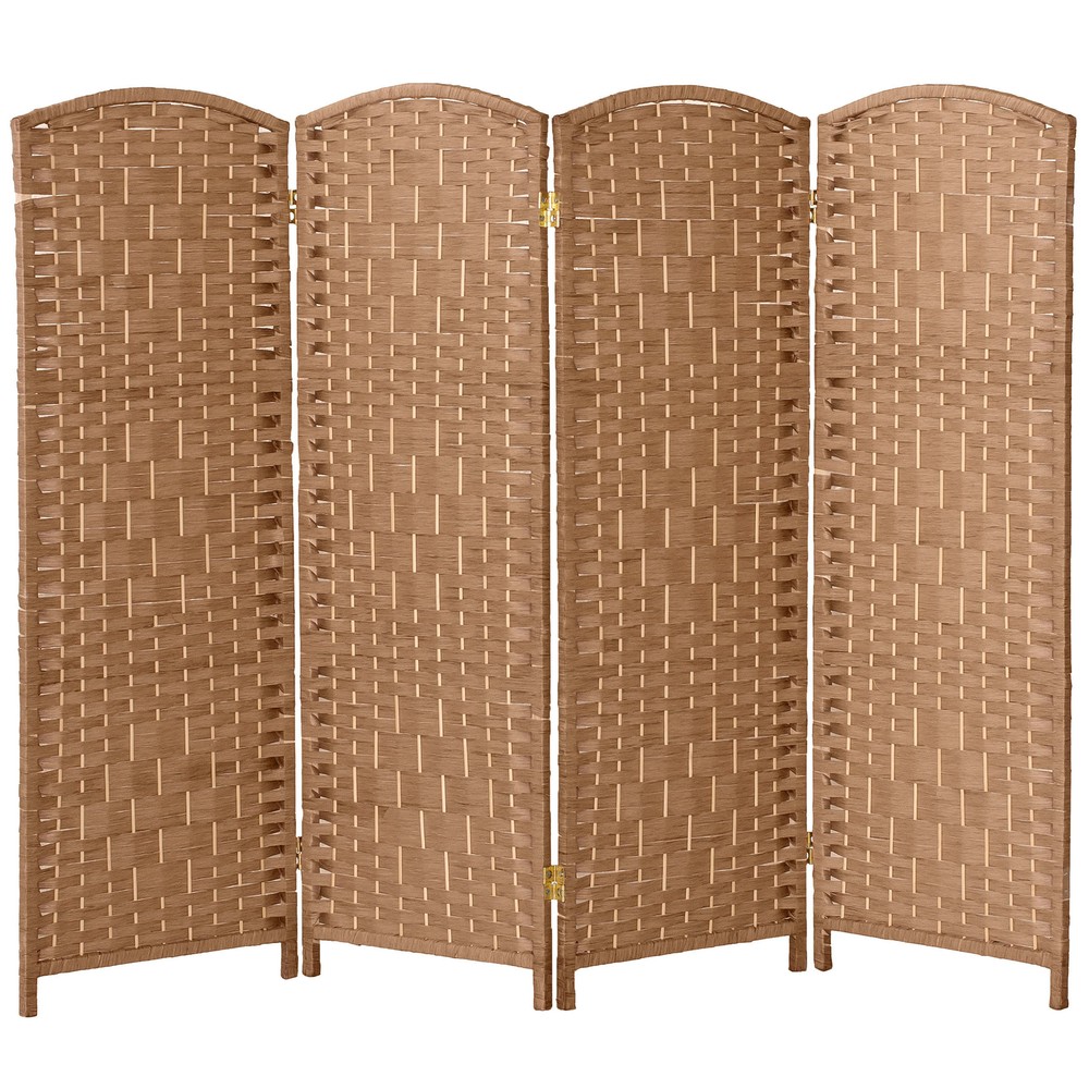 4 ft. Short Diamond Weave Fiber Folding Screen - Natural - 4 Panel