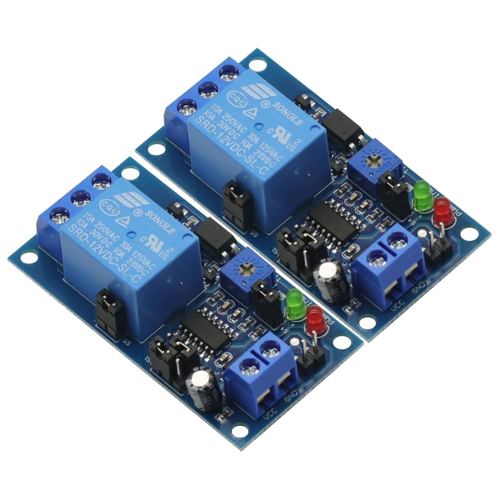 2PCS Delay DC 12V Relay Turn On/Delay Off Switch Module with Blue