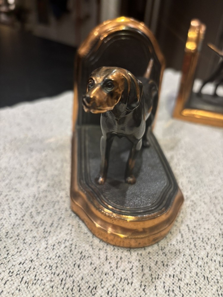 Copper plated Pointer Dog Bookends C. 1940