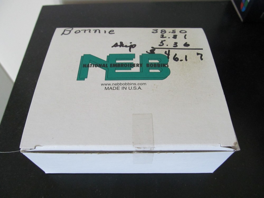 NEB National Embroidery Prewound Bobbins Box 144 CT. White Machine Thread