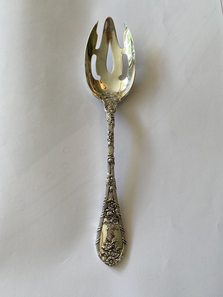 Gorham sterling Silver Dauphin Pierced Serving Spoon 8 3/8”