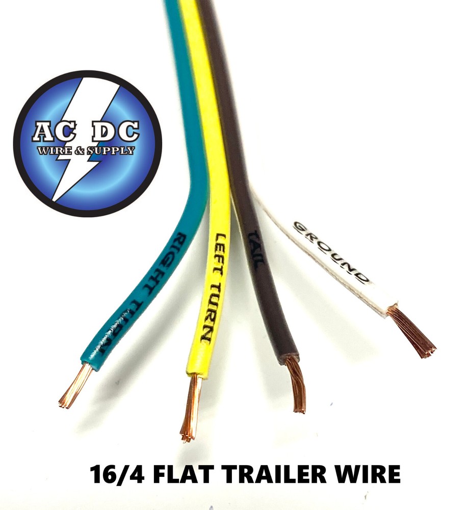 Flat Trailer Light Cable Wiring Harness 100 Feet 16 AWG 4 Wire COPPER