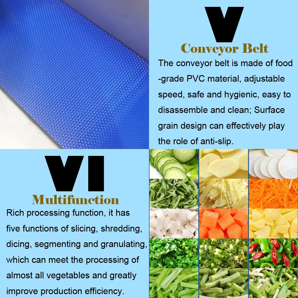 Slicing/Shredding/Dicing Dual Head Variable Frequency Fruit & Vegetable Cutter