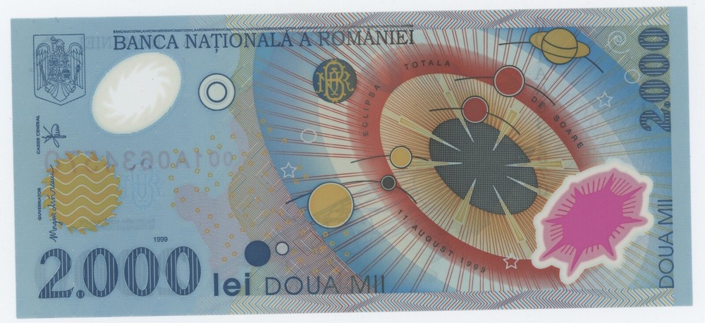 Romania 2000 Lei 1999 Pick 111.b UNC Uncirculated Banknote Prefix 001A