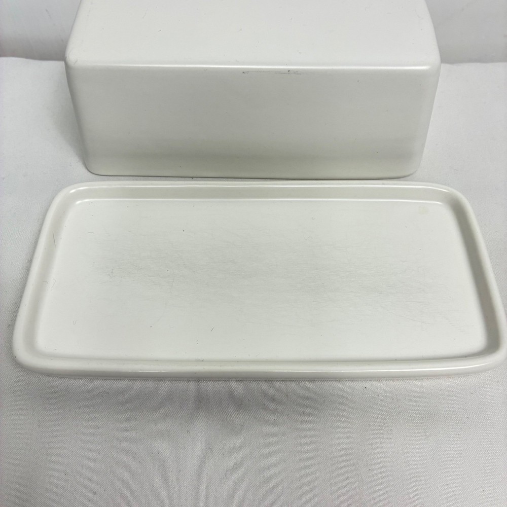 Threshold White Stoneware Butter Dish with Lid Rectangular Minimalist Modern