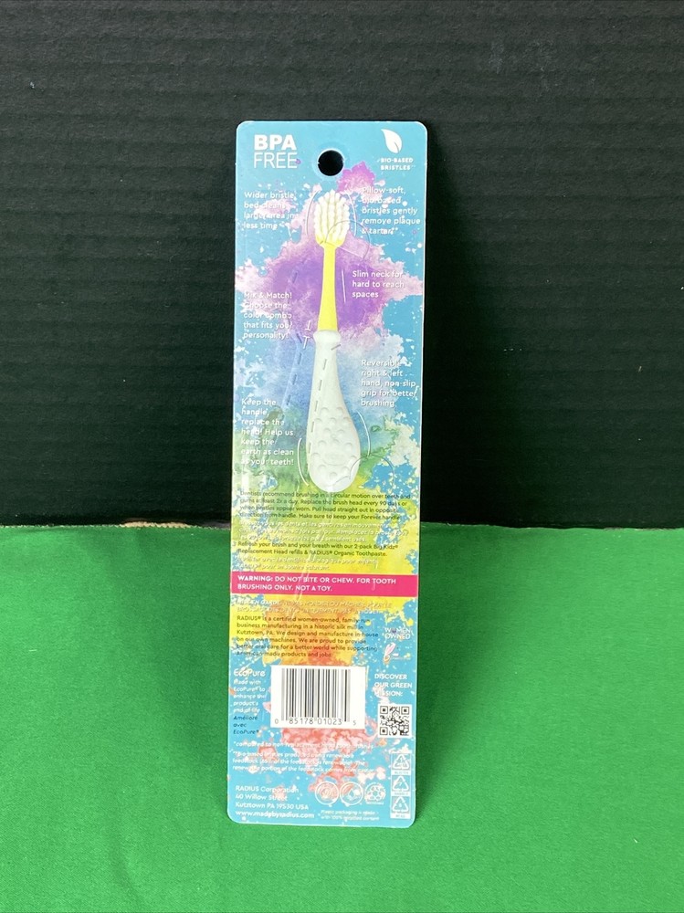 RADIUS Big Kidz Forever Brush Replaceable Head Toothbrush 6+ Purple & Teal