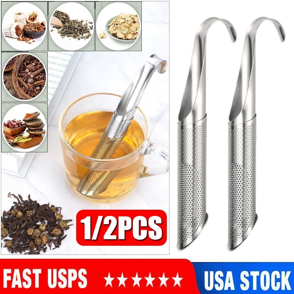 Stainless Steel Tea Filters Pipes Shape Loose Leaf Diffuser Strainer Infuser US