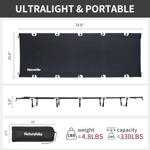 Ultralight Folding Camping Cot - Portable Backpacking Bed, Supports 330lbs, Idea