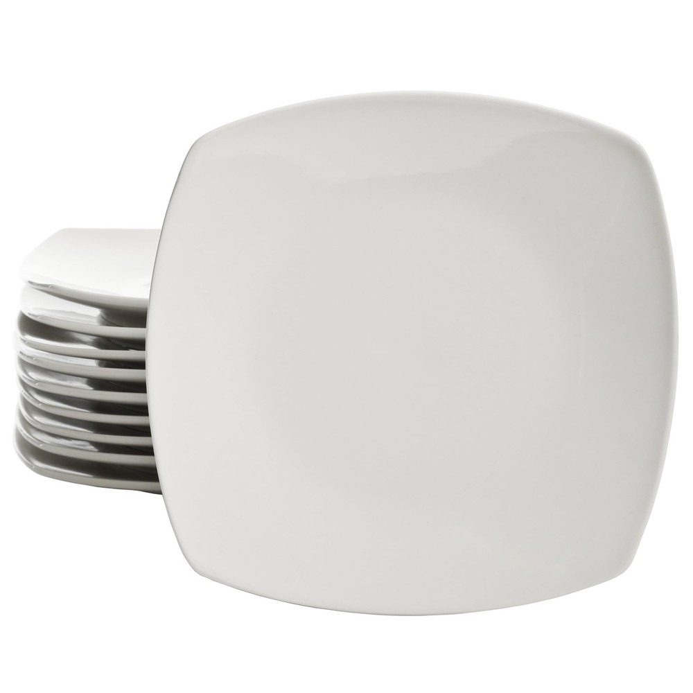 Everyday Square White Stoneware Dinnerware Set 12-Piece