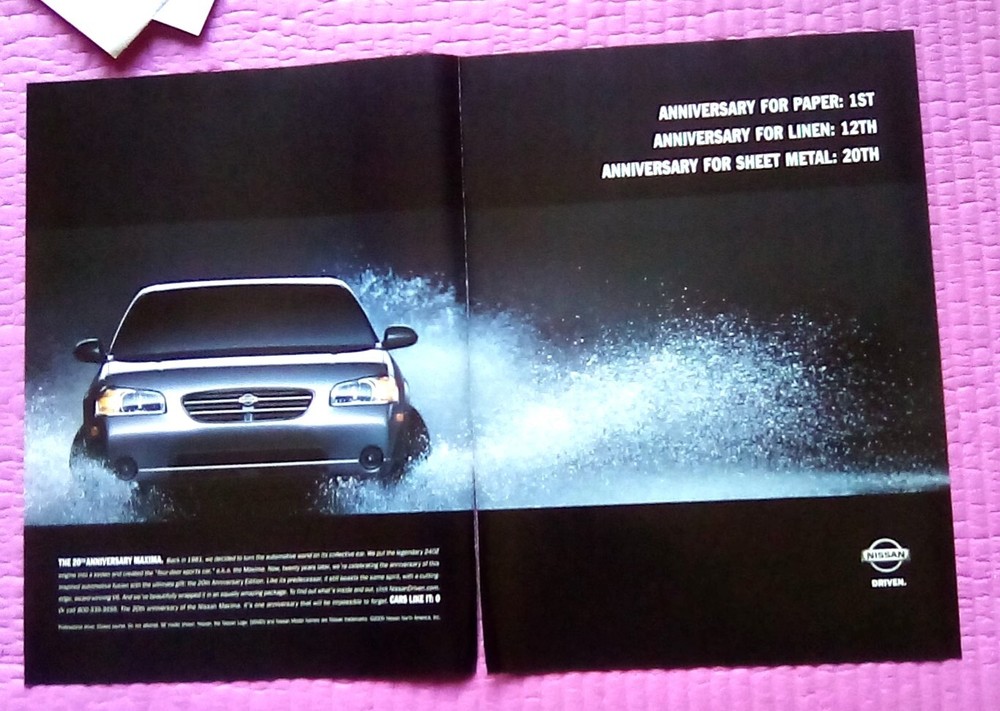 2000 Nissan Maxima 2 Page Print Ad