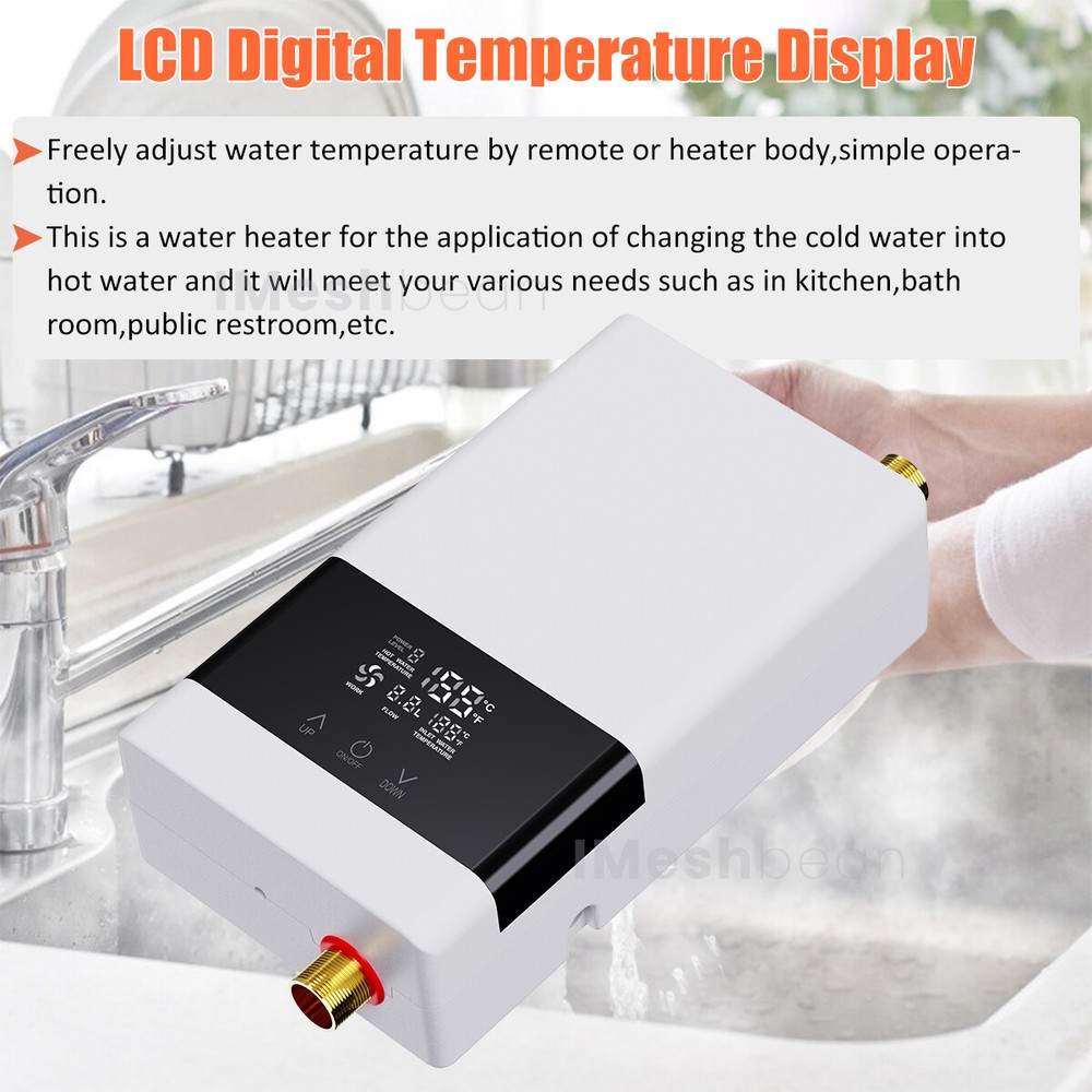 3000W Kitchen Electric Hot Tankless Water Heater Shower Instant Boiler Bathroom