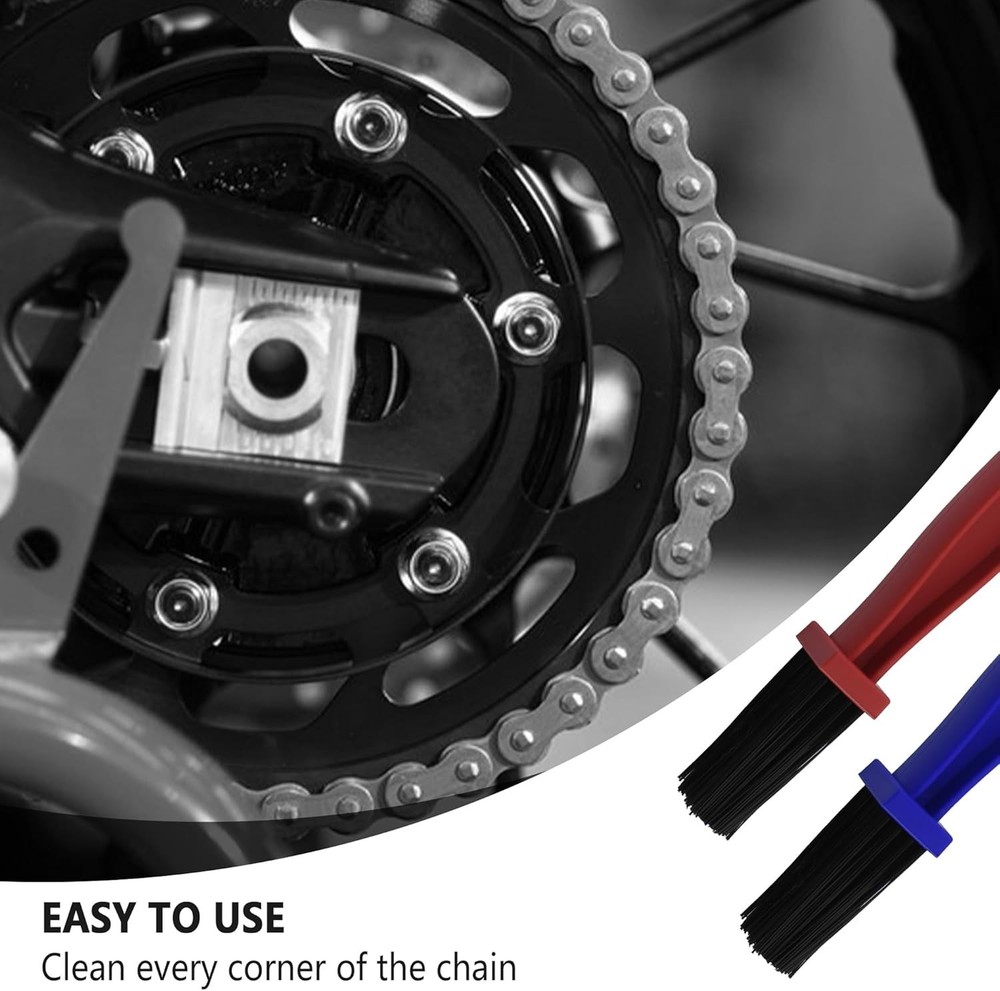 2PCS Motorcycle Chain Brush Double-Ended Motorcycle Chain Cleaner with Three-Sid
