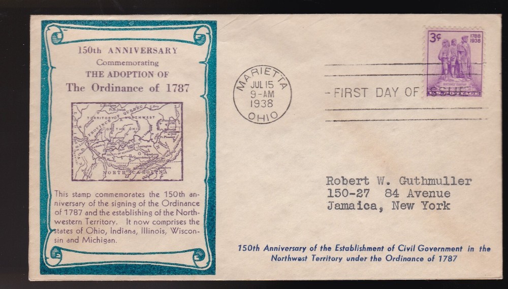 NORTHWEST TERRITORY #837 US FIRST DAY COVER 1938, UNKNOWN CACHET FDC