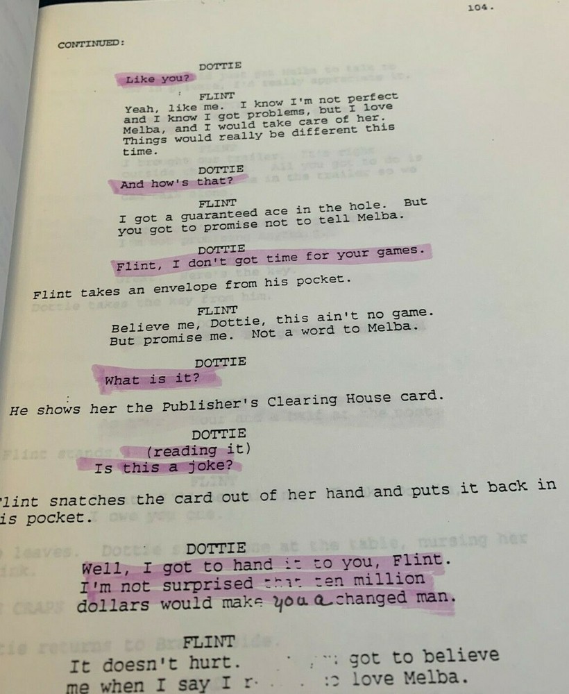 Cast Shooting Script Darren Stein's SPARKLER Veronica Cartwright-Octavia Spencer
