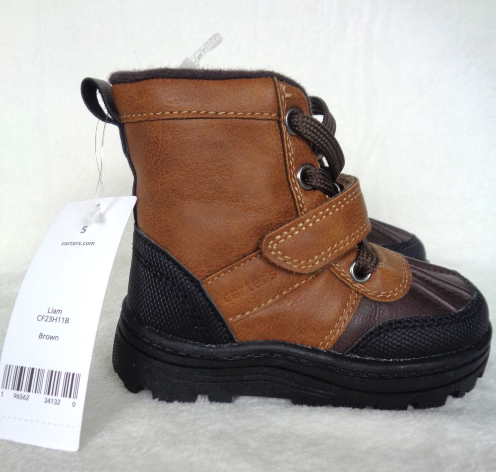 Carter’s Liam Toddler Boots Size 5 Brown Lace Up Hook & Loop New with Tags