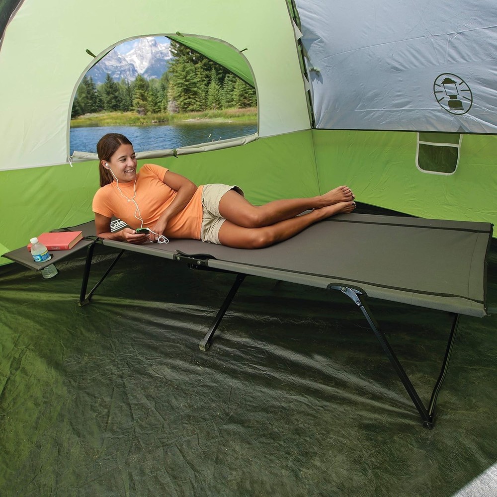 Coleman Pack-Away Big ‘n Tall Camping Cot with Removable Side Table, Extra Wid