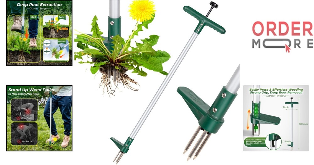Weed Puller Garden Tool Long Handle Claw for Weeding Roots Lawn Yard