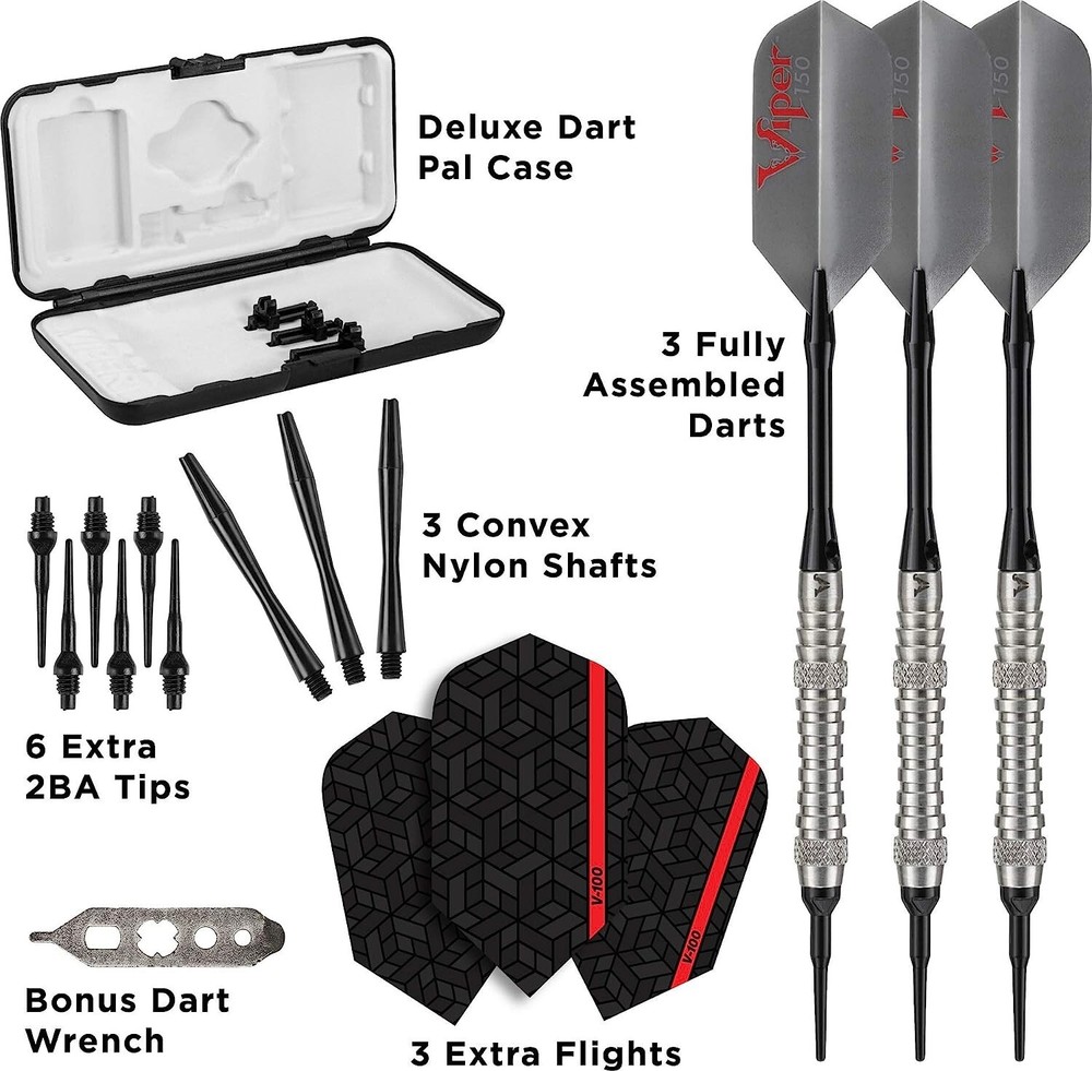 Viper V-Factor 90% Tungsten Soft Tip Darts with Storage/Travel Case