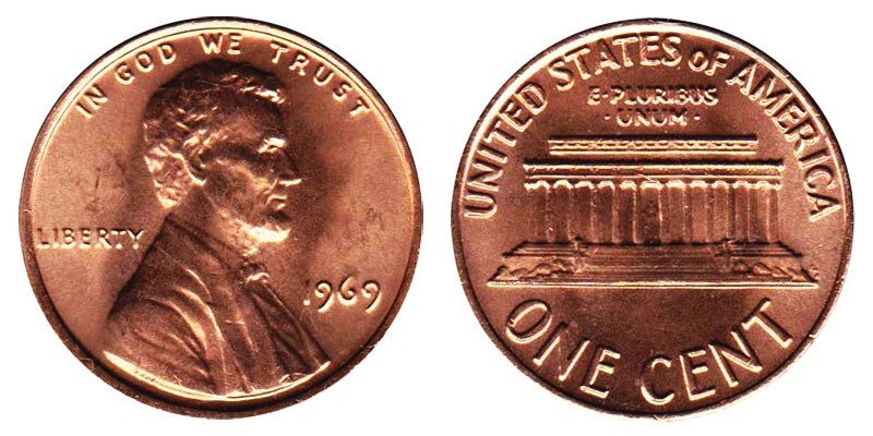 1969 P GEM  UNCIRCULATED  LINCOLN CENT (1 COIN)