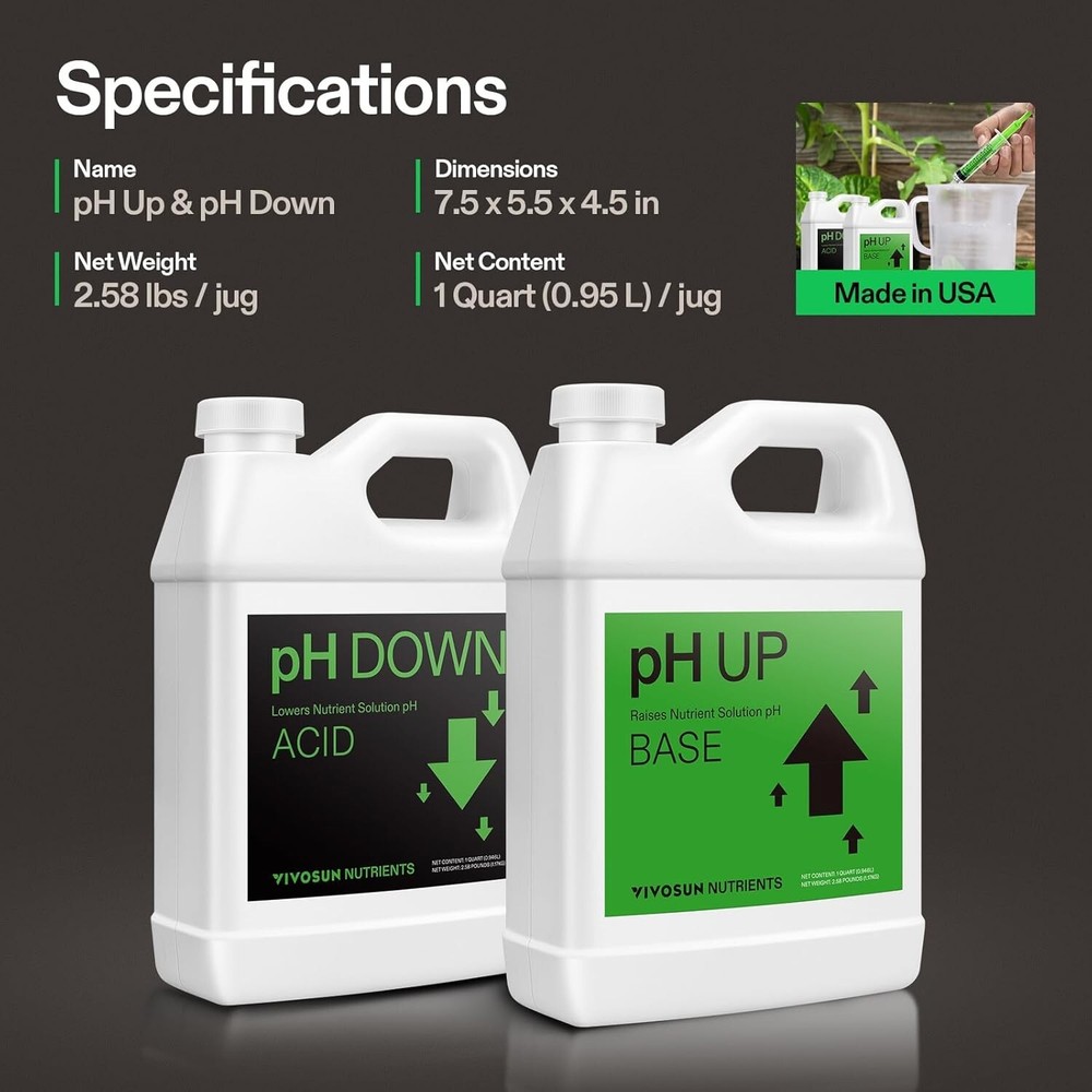 VIVOSUN pH Up & pH Down Kit, 1 Quart Each, pH Control Kit for Balanced pH Level