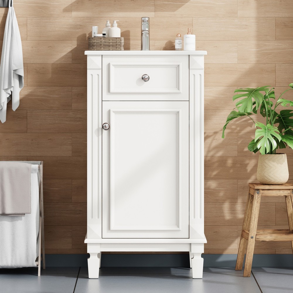 18-inch Bathroom Vanity with Ceramic Sink, Freestanding Single Vanity Set with