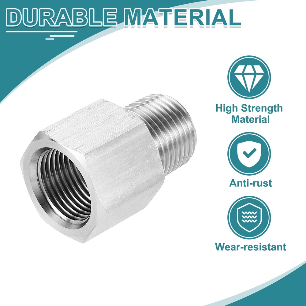 Pipe Fitting Reducing Adapter, 3/8" NPT x G3/8" Reducer Connector, Silver