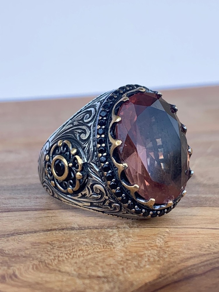 925 SILVER RING Men Solitaire Alexandrite Ring Sterling Man $