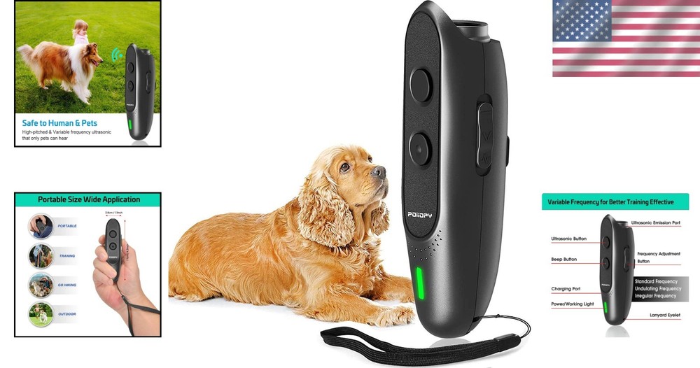 Effective Ultrasonic Dog Bark Deterrent - Adjustable Frequency, 2-in-1 Tool