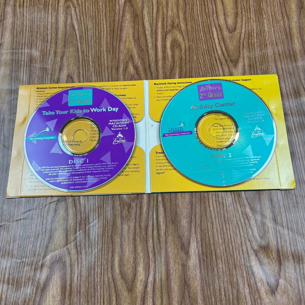 Arthur's Thinking Games Math Reading + 2nd Grade CD-ROMs Learning Co. Aardvark