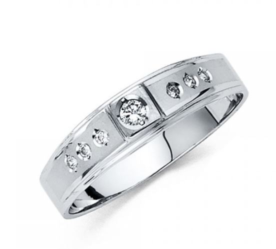 14k Solid White Gold 4 mm Round Cut Men's Wedding Band Ring Lab Created Diamond
