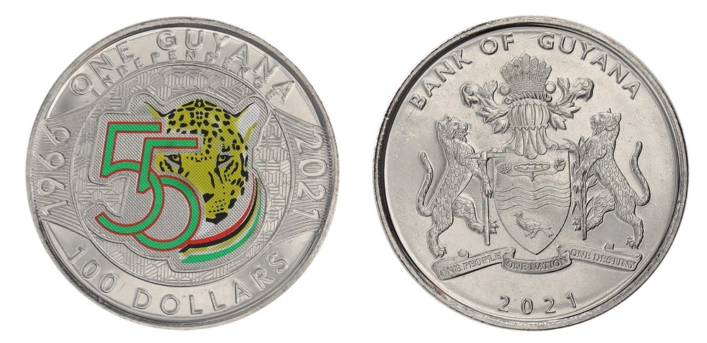 Guyana 100 Dollars, 2021, KM #64, Mint, Commemorative