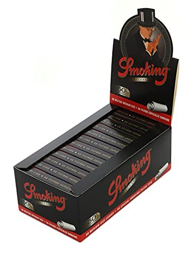 1 Box - Smoking Deluxe Medium Size 1 1/4 Rolling Paper + Tips