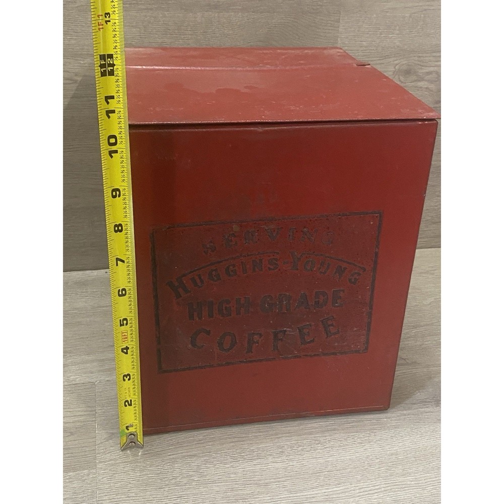 Huggins Young High Grade Coffee Tub Style Tin Red Great Graphics