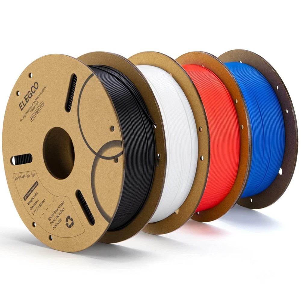 PLA Filament 1.75mm 4KG Bundle ELEGOO Black White Red Blue
