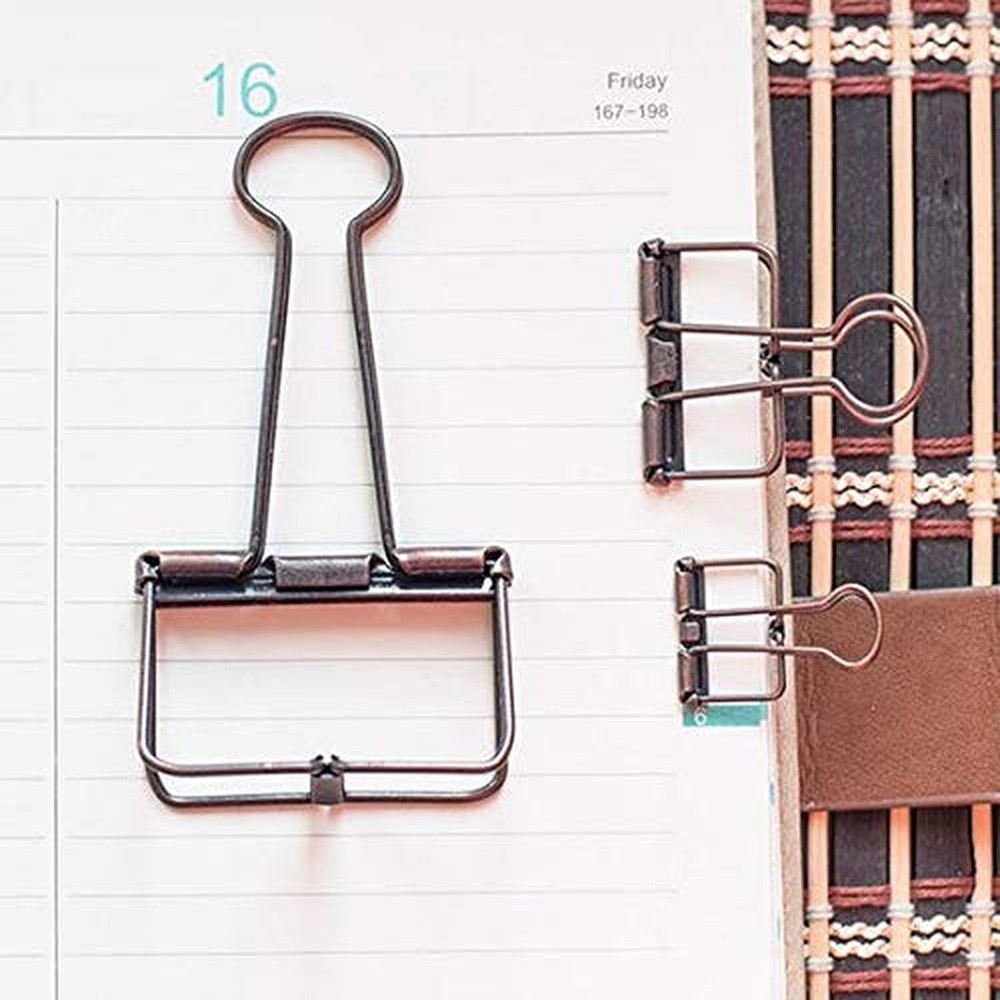 20PCS Assorted Size Skeleton Binder Clips Rustic Antique Brass Paper Clamps 3...