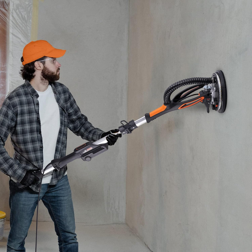 800W Electric Drywall Sander with LED Lights & Extendable Handle, Variable Speed