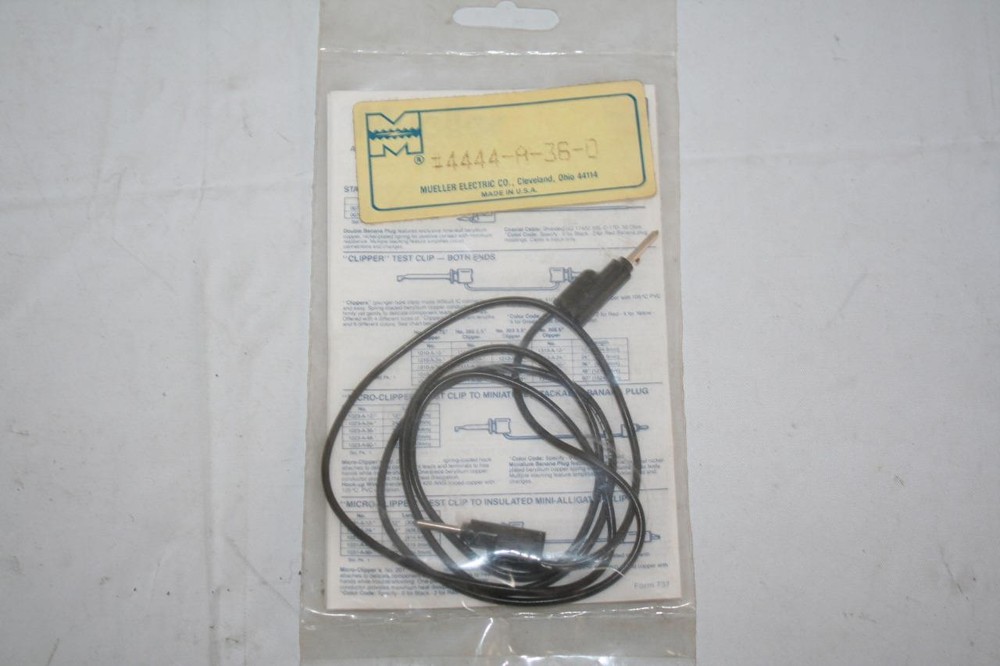 Mueller 4444-A-36-0  Stackable .080 Pin Plug on Both Ends Black 36"