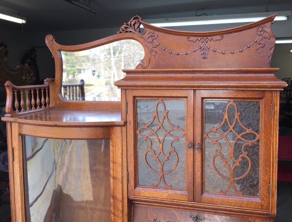 VICTORIAN OAK DESK BOOKCASE COMBINATION