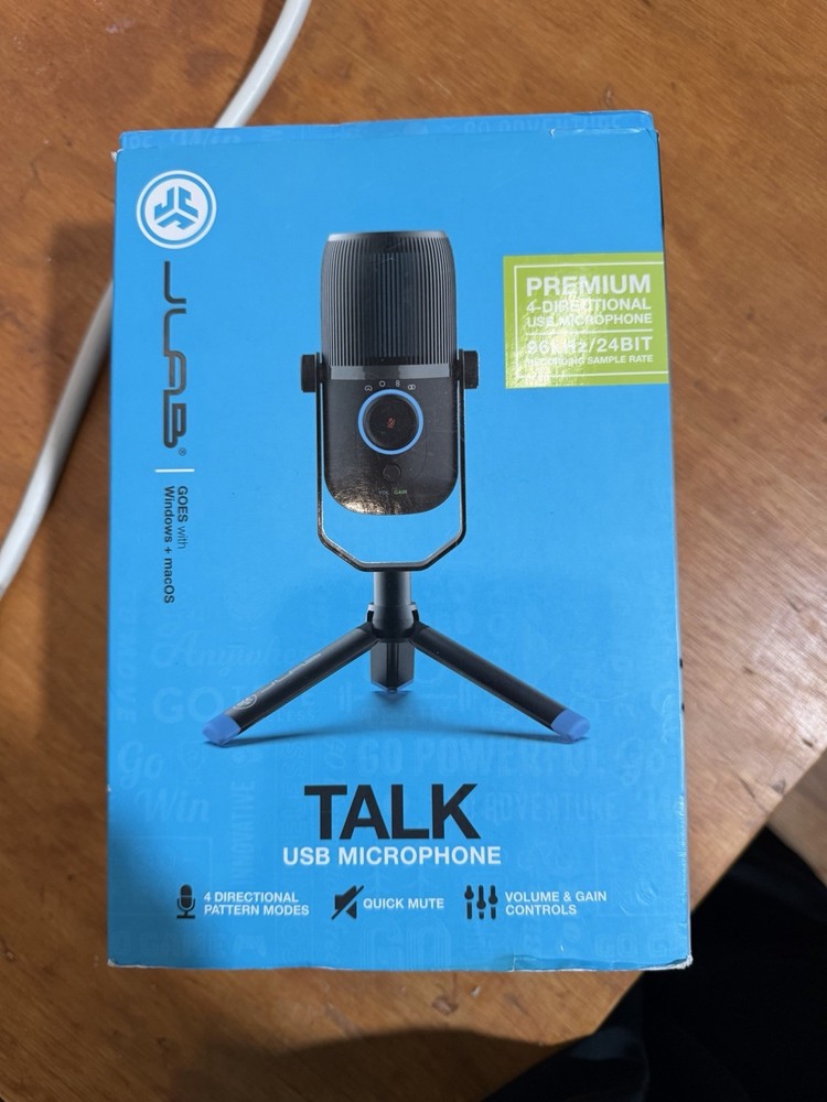 JLab Talk USB Microphone 4 Pattern Modes Quick Mute Volume Gain Controls Black