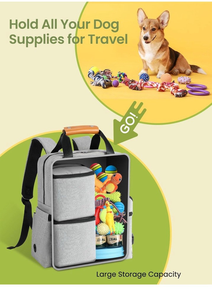 Dog Travel Bag, Airline Approved Organizer Backpack with Multi-Function Grey