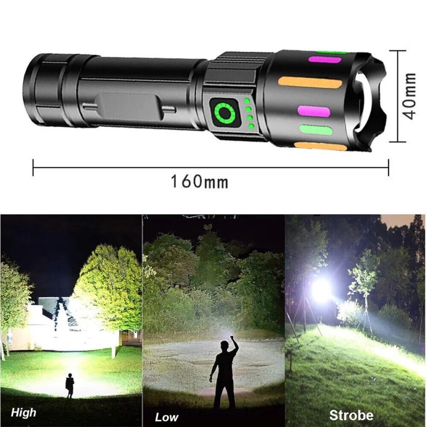 350000000 Lumen Super Bright LED Tactical Flashlight Rechargeable Work Light%%#
