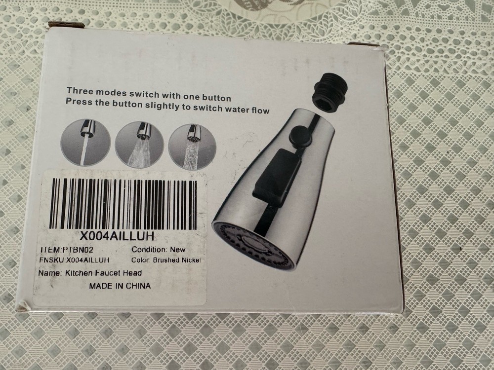 (LUH) Metal Kitchen Faucet Spray Head 3-Function Pull Down Brushed Nickel