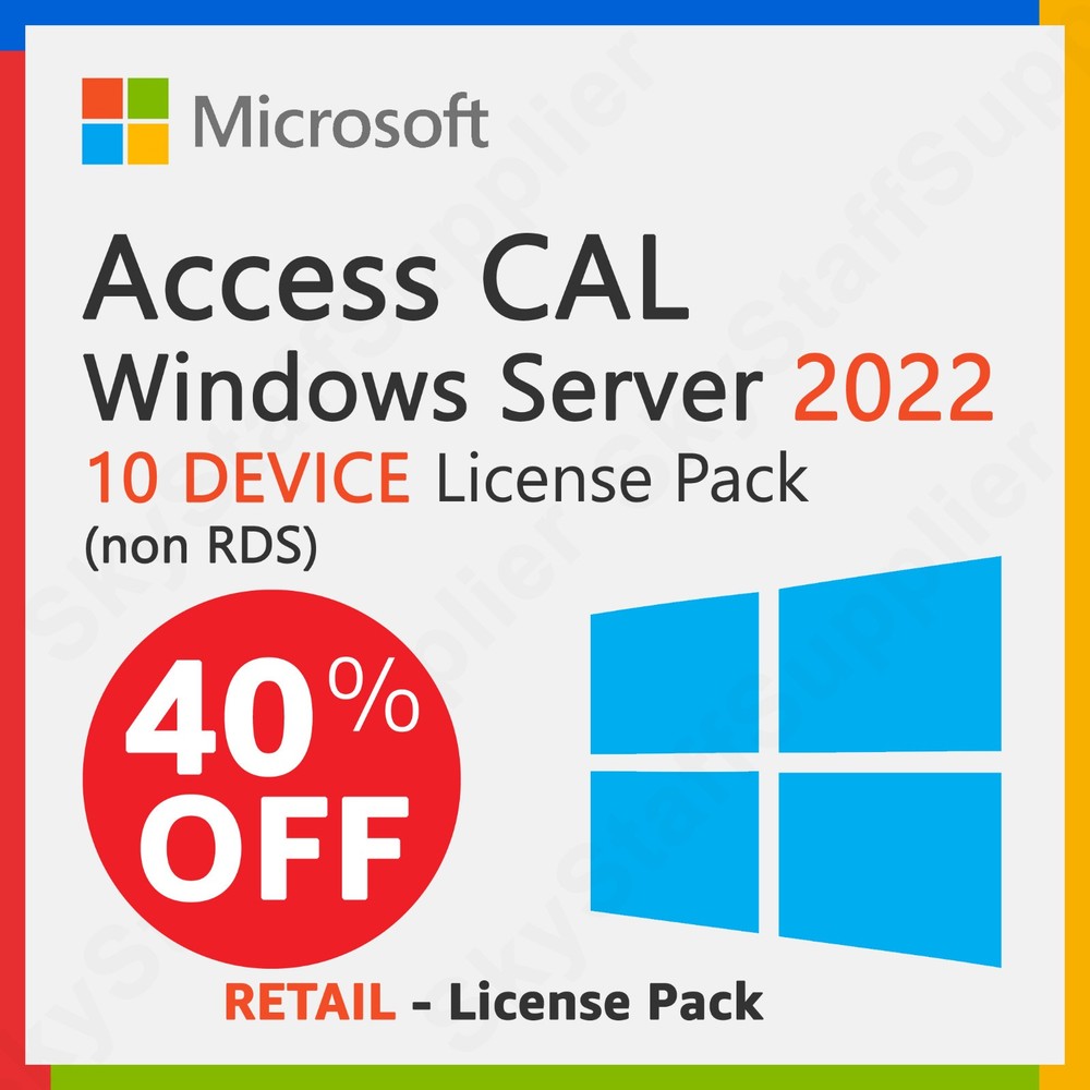Microsoft Windows Server 2022 - 10 Device Client ACCESS Licenses (non RDS) - NEW